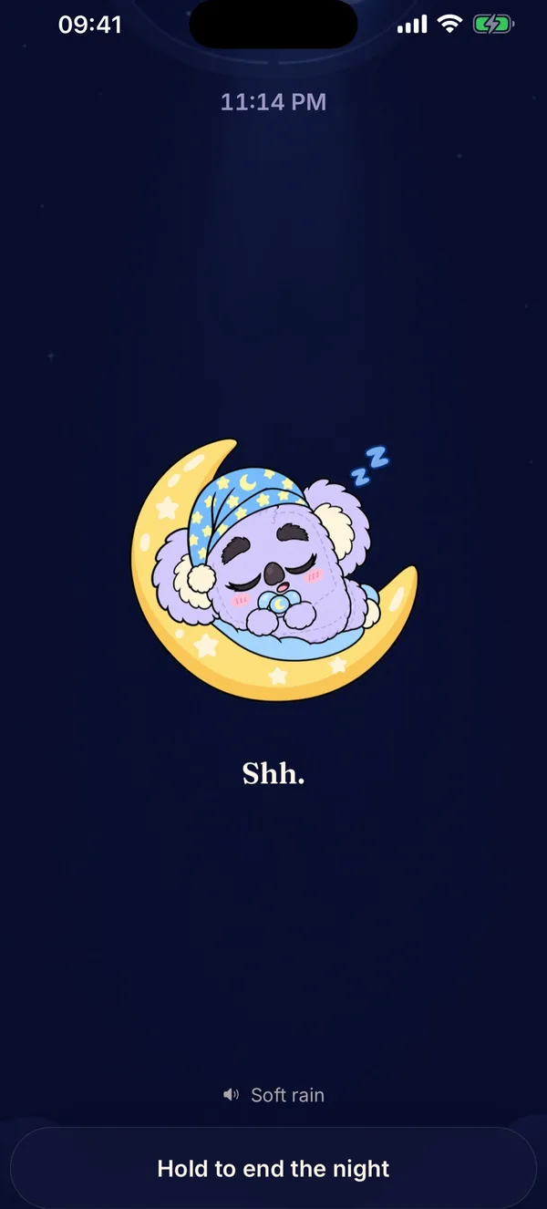 Sleep Mode screen with Noodle asleep